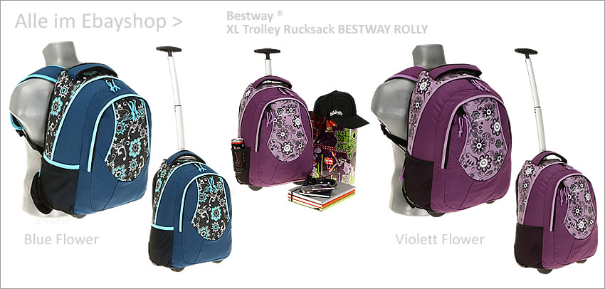 Trolley Rucksack ROLLY FLOWER Schultrolley Flower LILA  