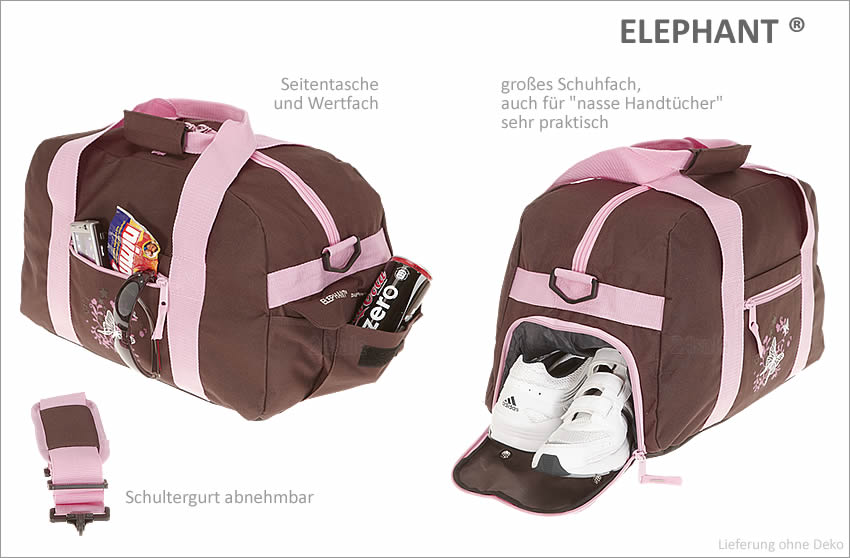 5T SET Schulrucksack ELEPHANT FLORA Rosa Schulranzen + Sporttasche