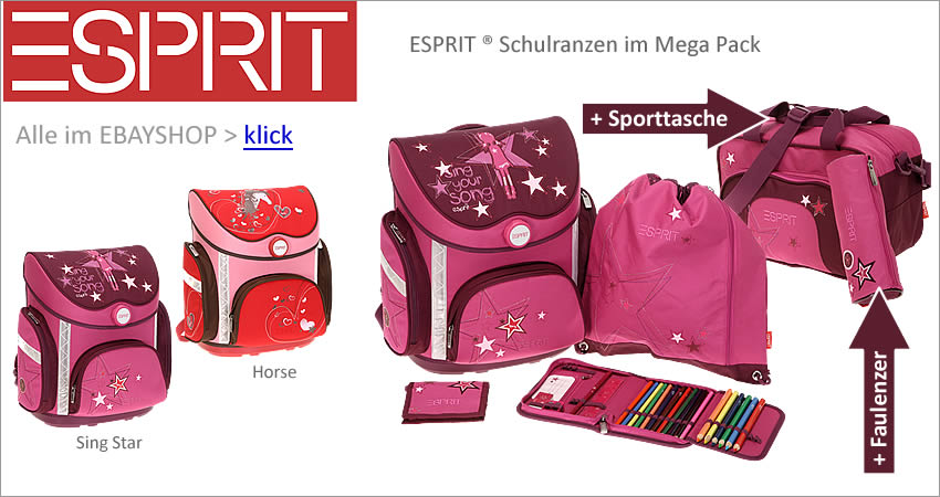 ESPRIT Schulranzen HORSE Sporttasche Börse Pferd Rot  