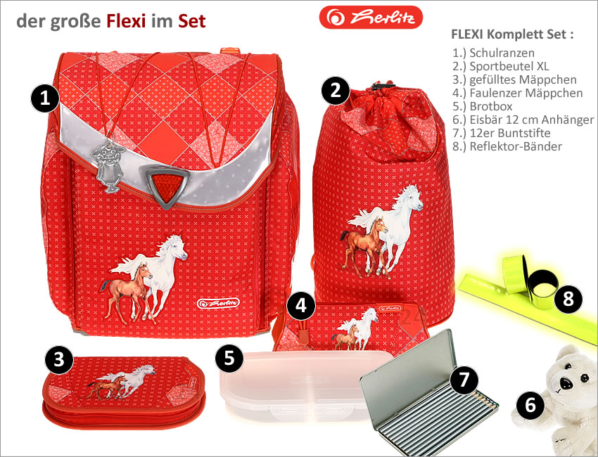 Teile HERLITZ FLEXI Horse XL Schulranzen Ranzen Pferd