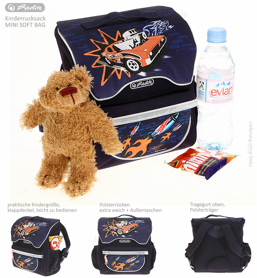 Herlitz MINI SOFT Kinder Rucksack Kindergartentasche HOTWHEELS