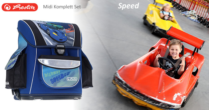 Set HERLITZ MIDI II SPEED Schulranzen Ranzen Tornister Autos Cars 