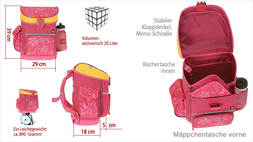 Set LEGO ACTIVE Schulranzen Ranzen GIRLS FLOWER Pink  