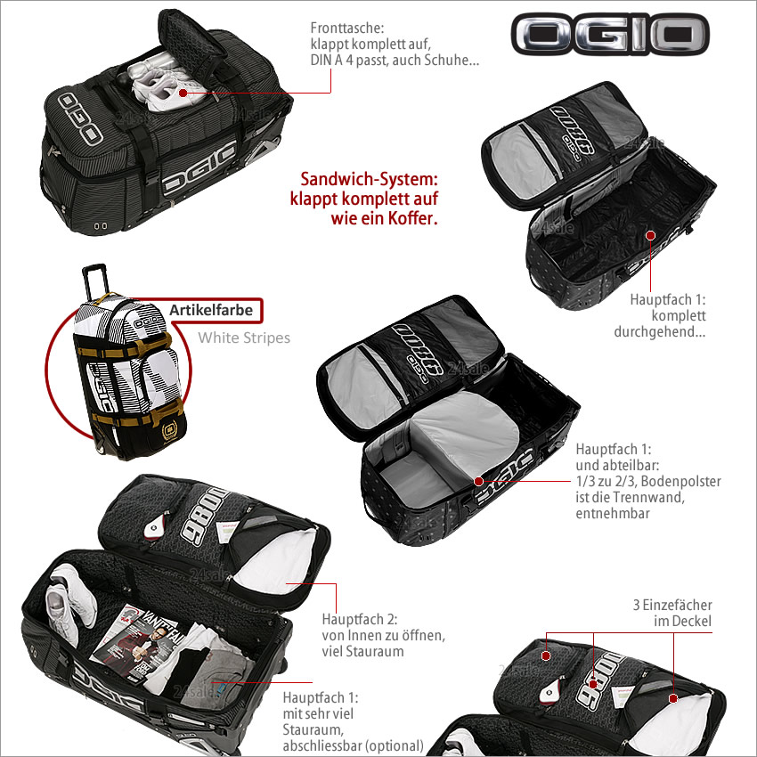 Reisetrolley OGIO RIG 9800 XXL Trolley WHITE STRIPES  