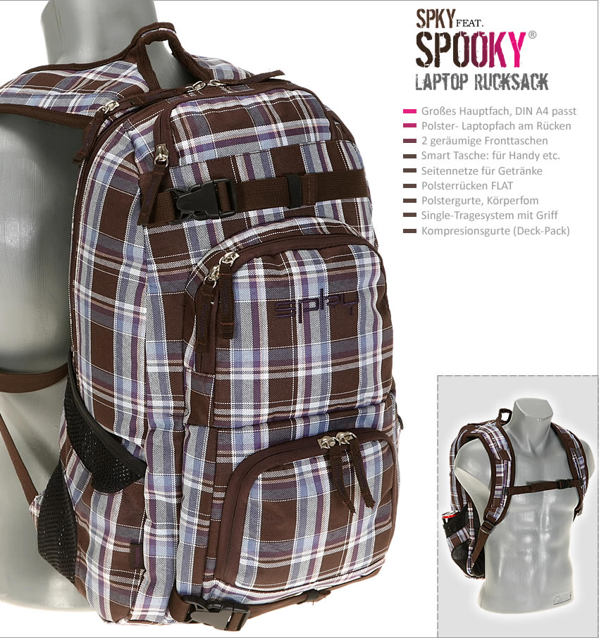 Rucksack SPKY PLAID Notebookrucksack Schulrucksack BRAU  