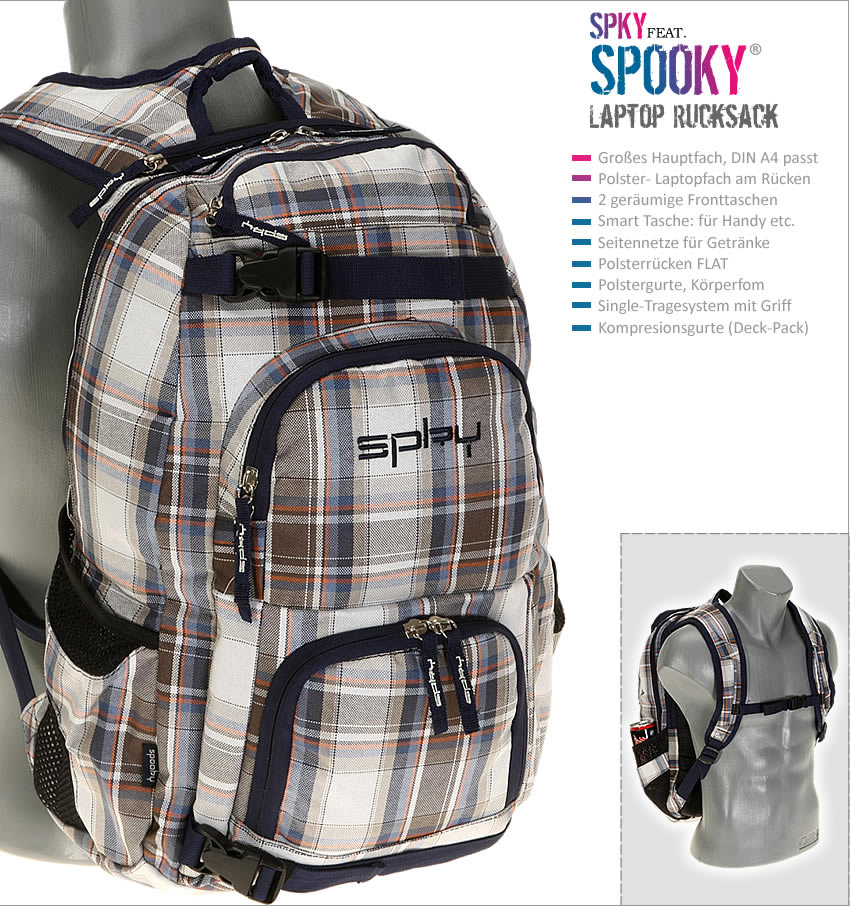 Rucksack SPKY PLAID Laptoprucksack Schulrucksack BLUE  