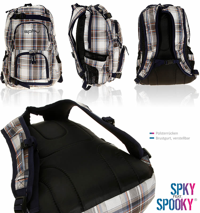 Rucksack SPKY PLAID Laptoprucksack Schulrucksack BLUE  